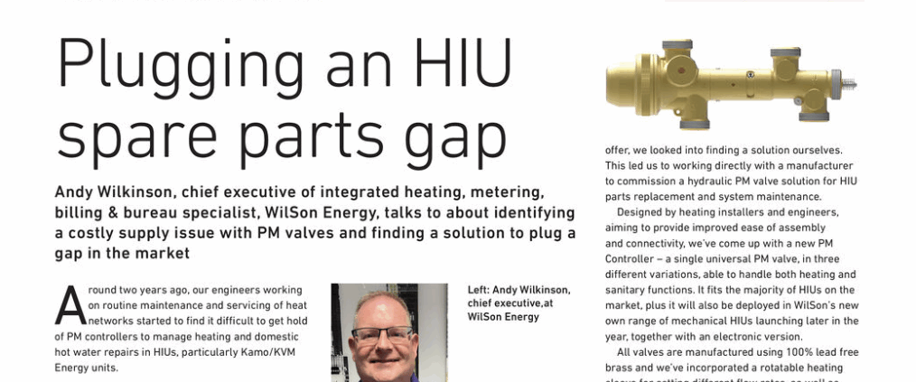 WilSon Energy article in Heating and Ventilation Review